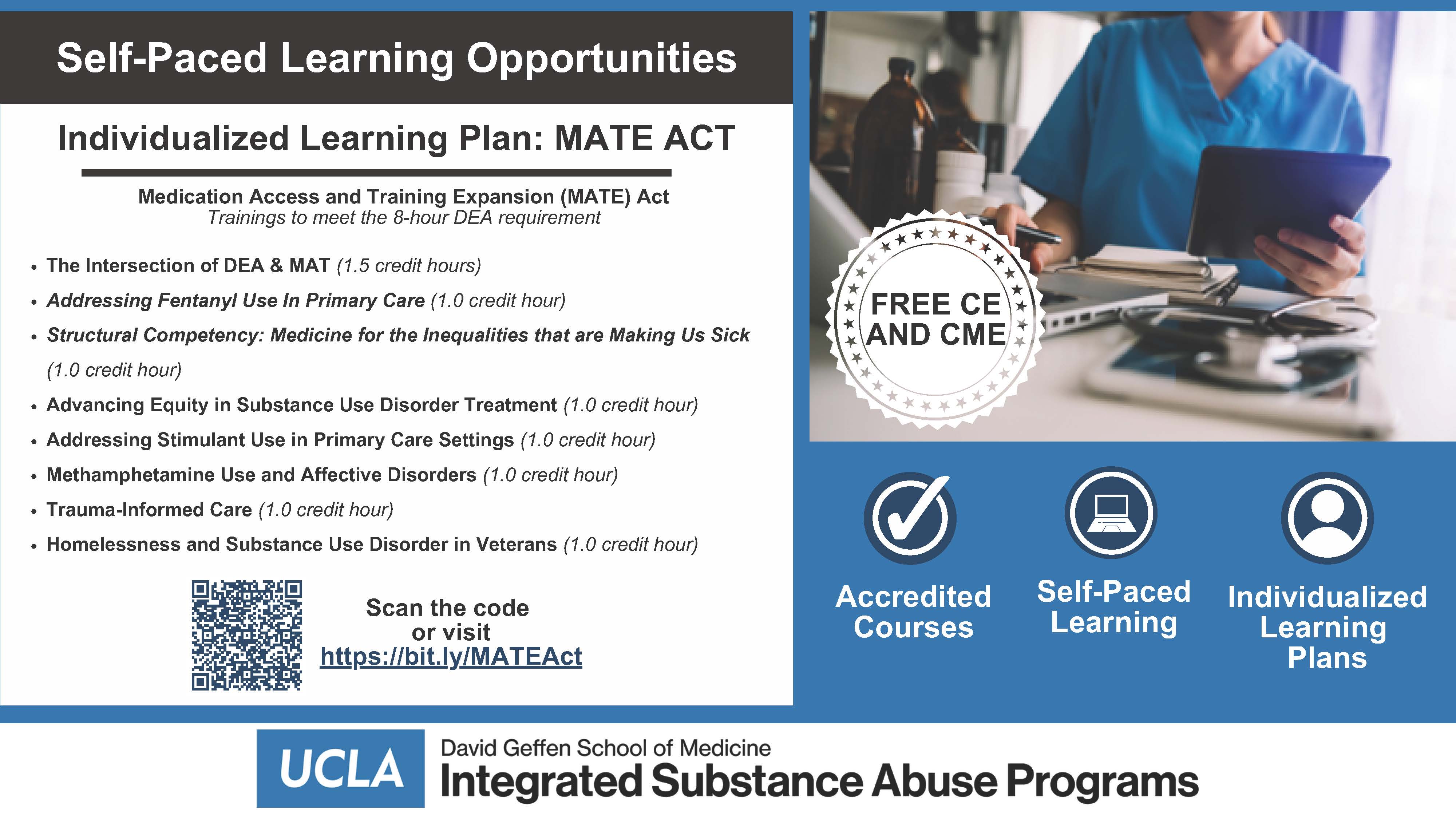 Flyer for self-paced learning opportunities