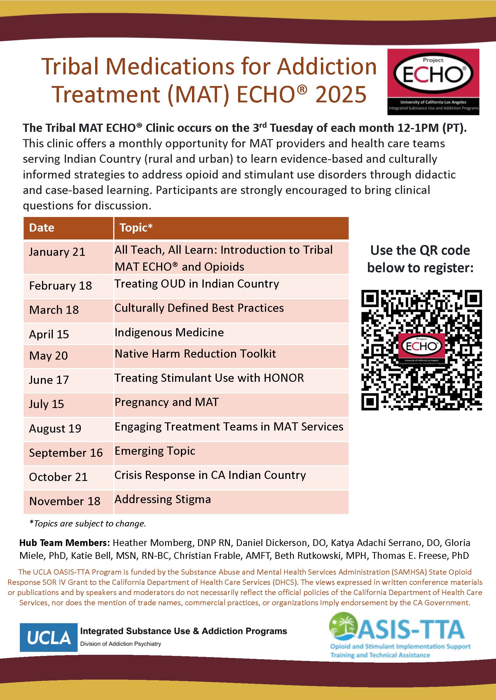 Tribal MAT Echo 2025 Schedule